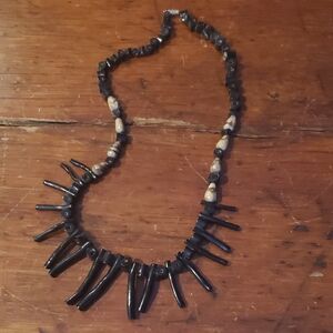 Black Spike Beaded Necklace - Women Jewelry